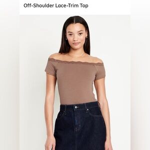 NWT Off-Shoulder Lace-Trim Top size Large